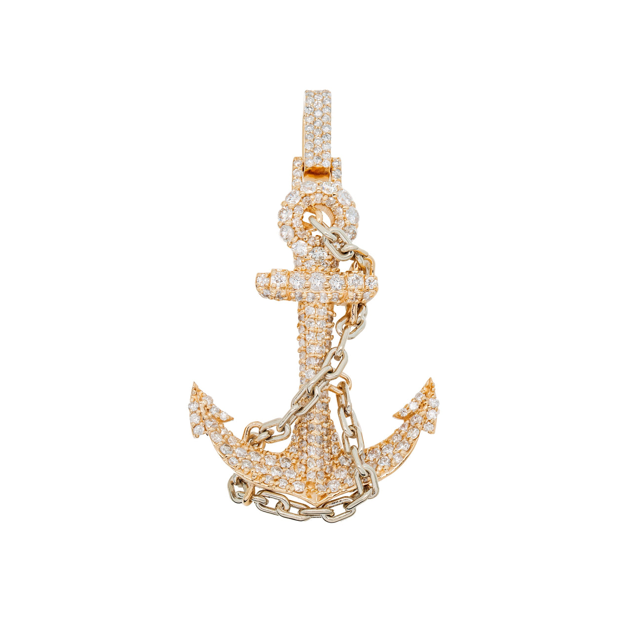 14k Diamond Anchor Pendant 2.11ctw