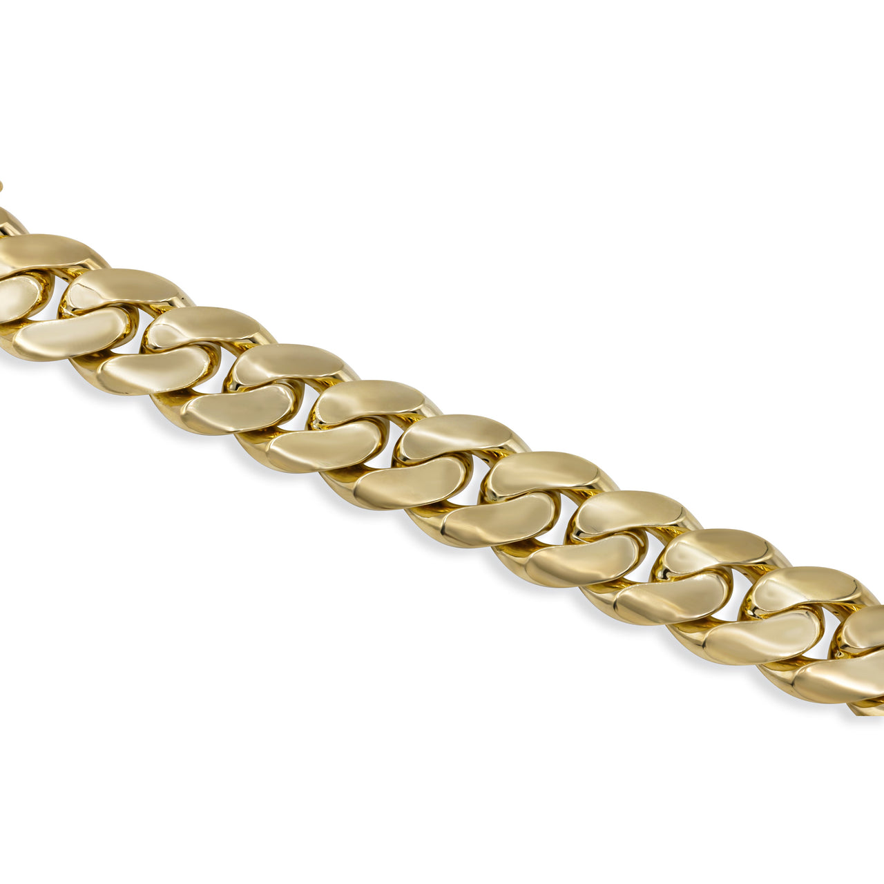 14K Hollow Yellow Gold Mens Cuban Link Bracelet 20MM