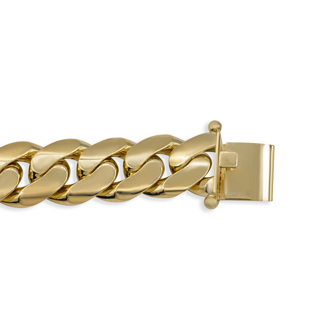 14K Hollow Yellow Gold Mens Cuban Link Bracelet 20MM