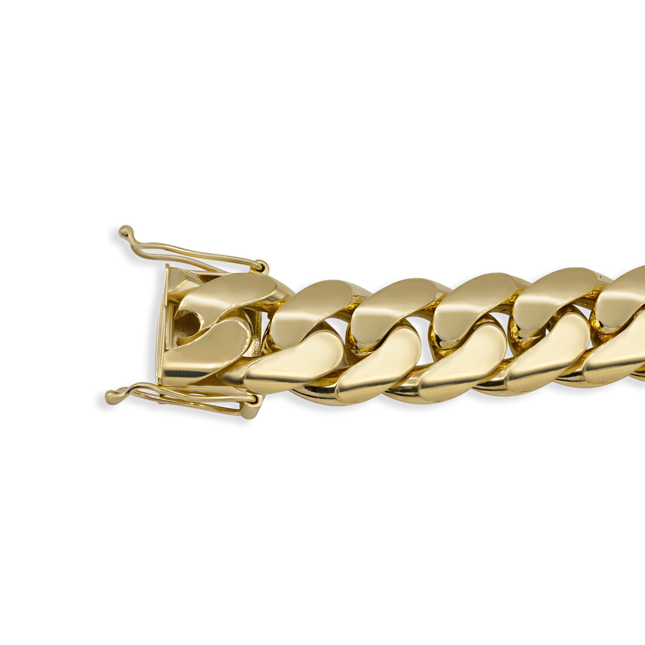 14K Hollow Yellow Gold Mens Cuban Link Bracelet 20MM