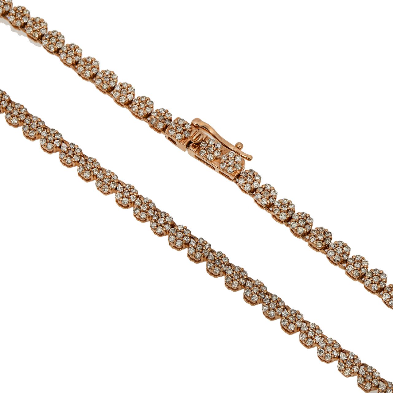 14k rose gold cluster chain