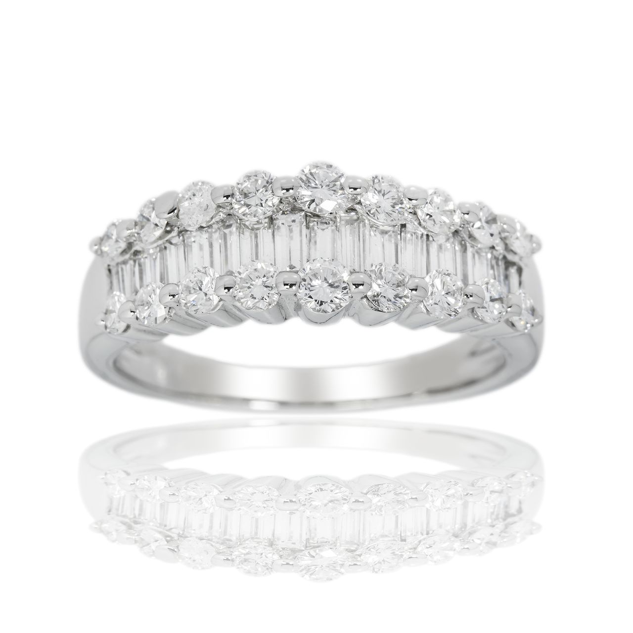 14k white gold baguette engagement ring