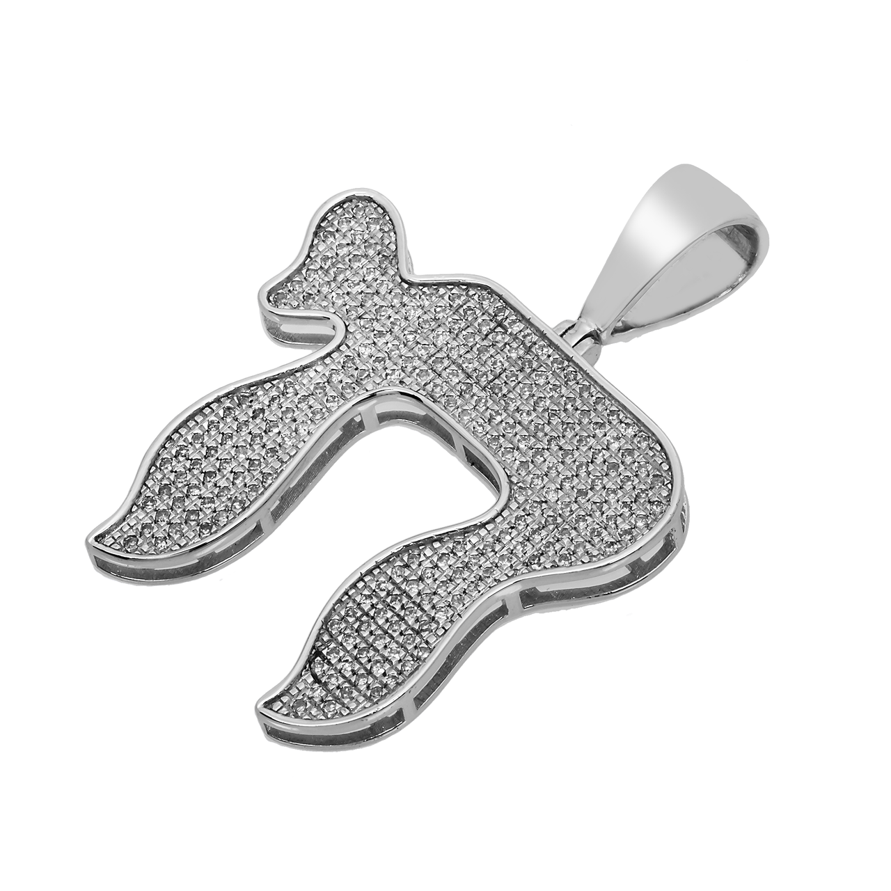 14k white gold Diamond Chai pendant