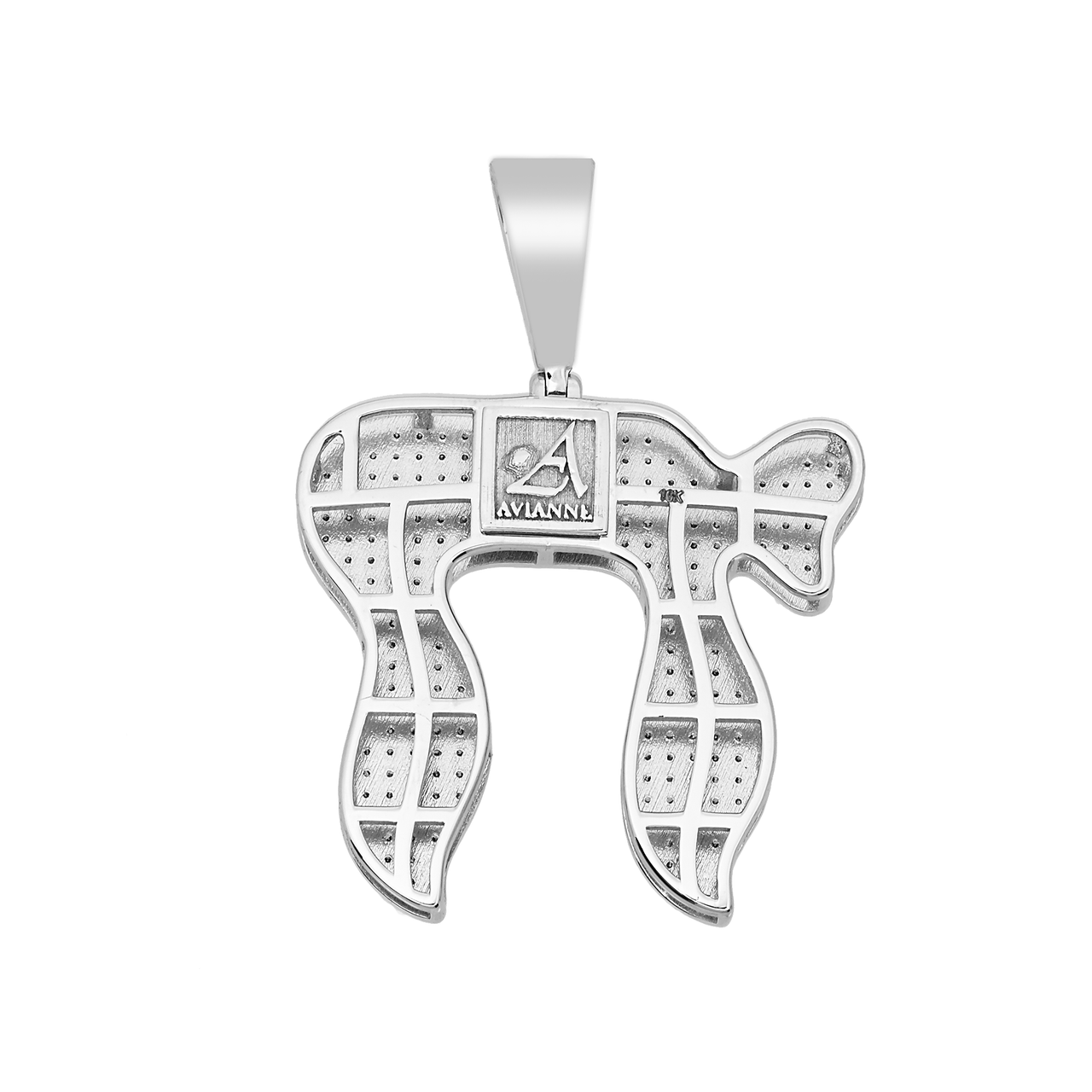 14k white gold Diamond Chai pendant