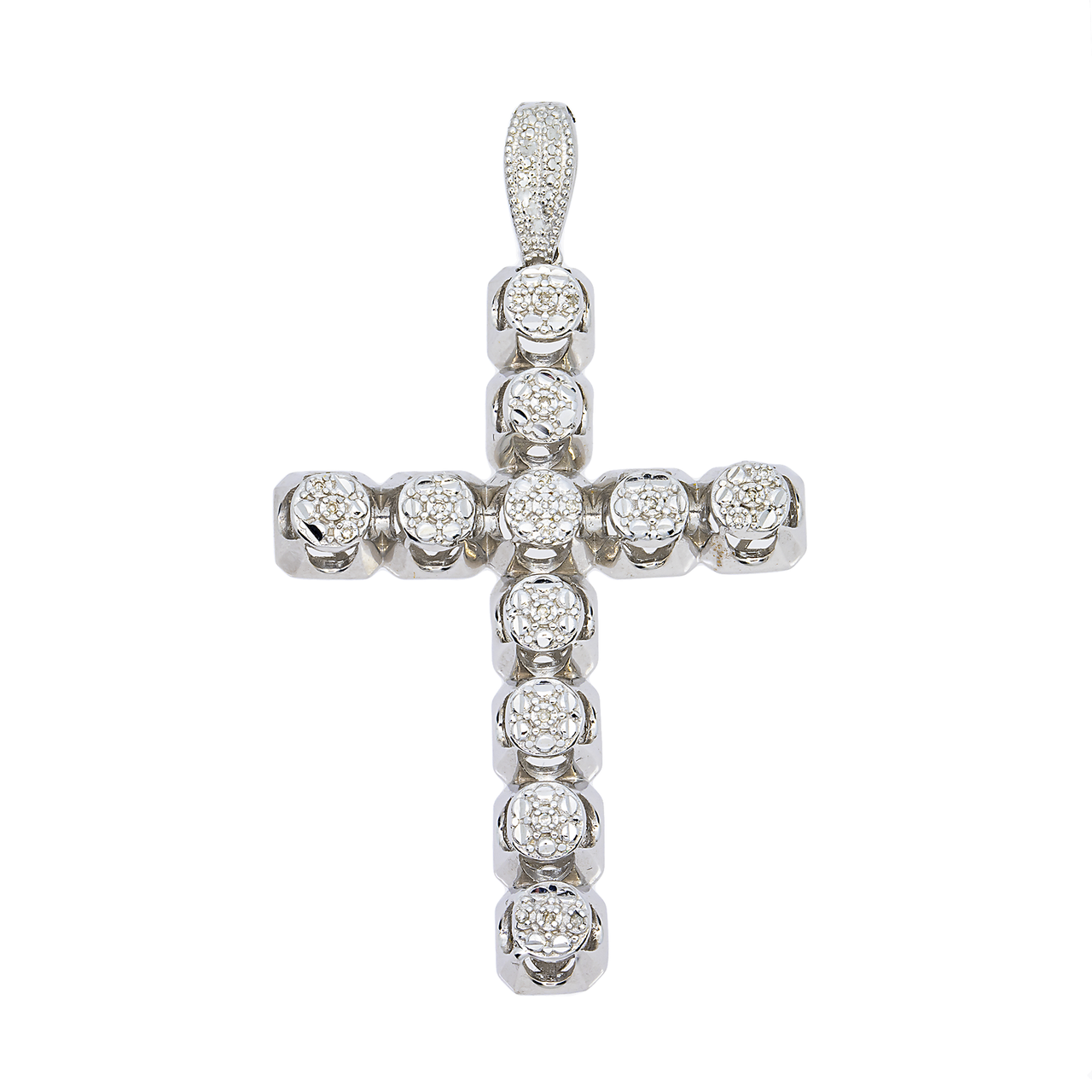 14k white gold diamond cross