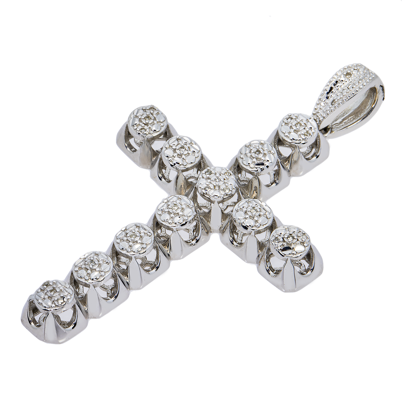 14k white gold diamond cross