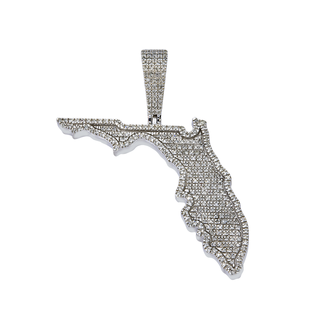 14k white gold diamond florida state pendant