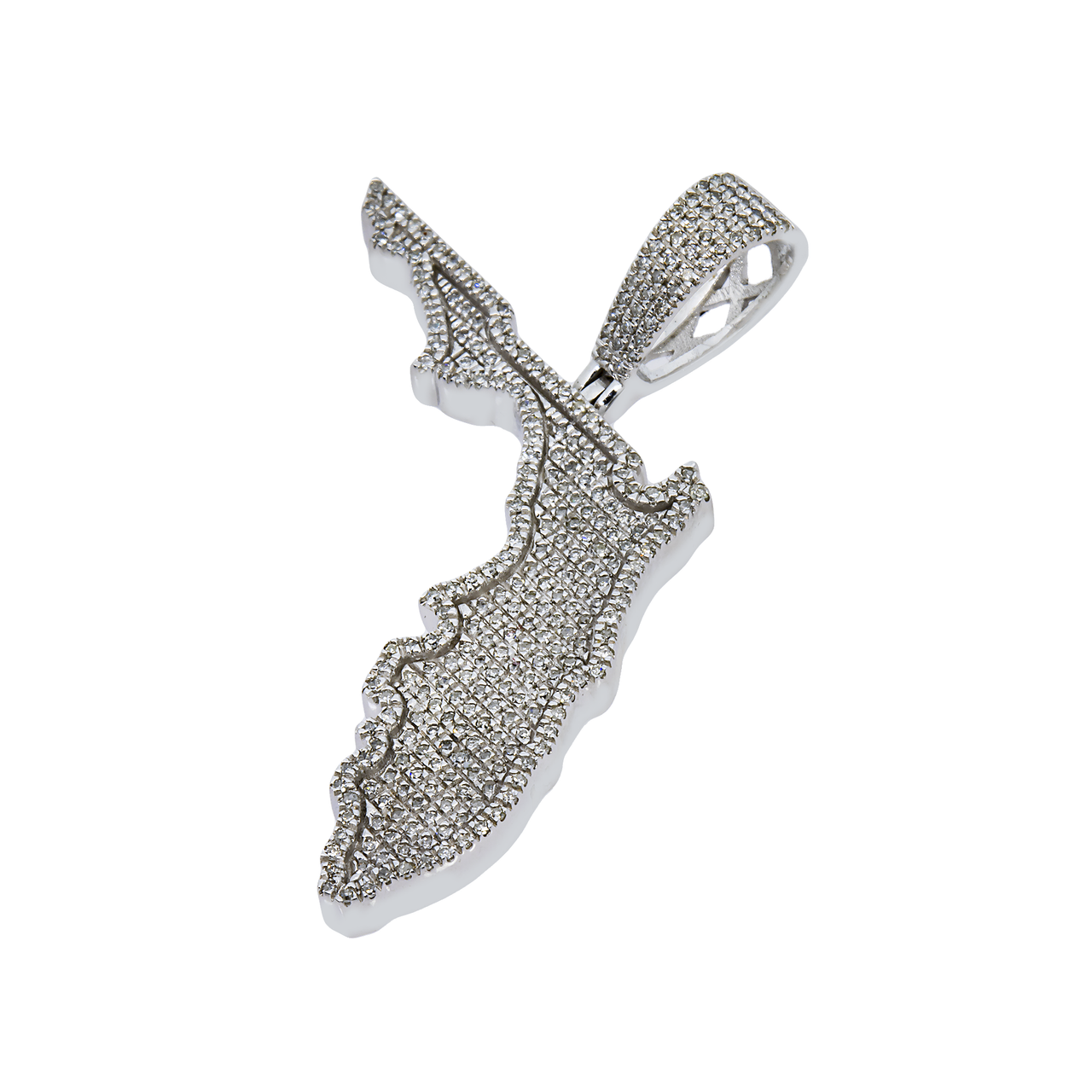 14k white gold diamond florida state pendant