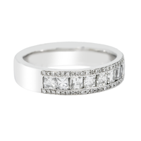 Thumbnail for 14k white gold diamond princess cut band