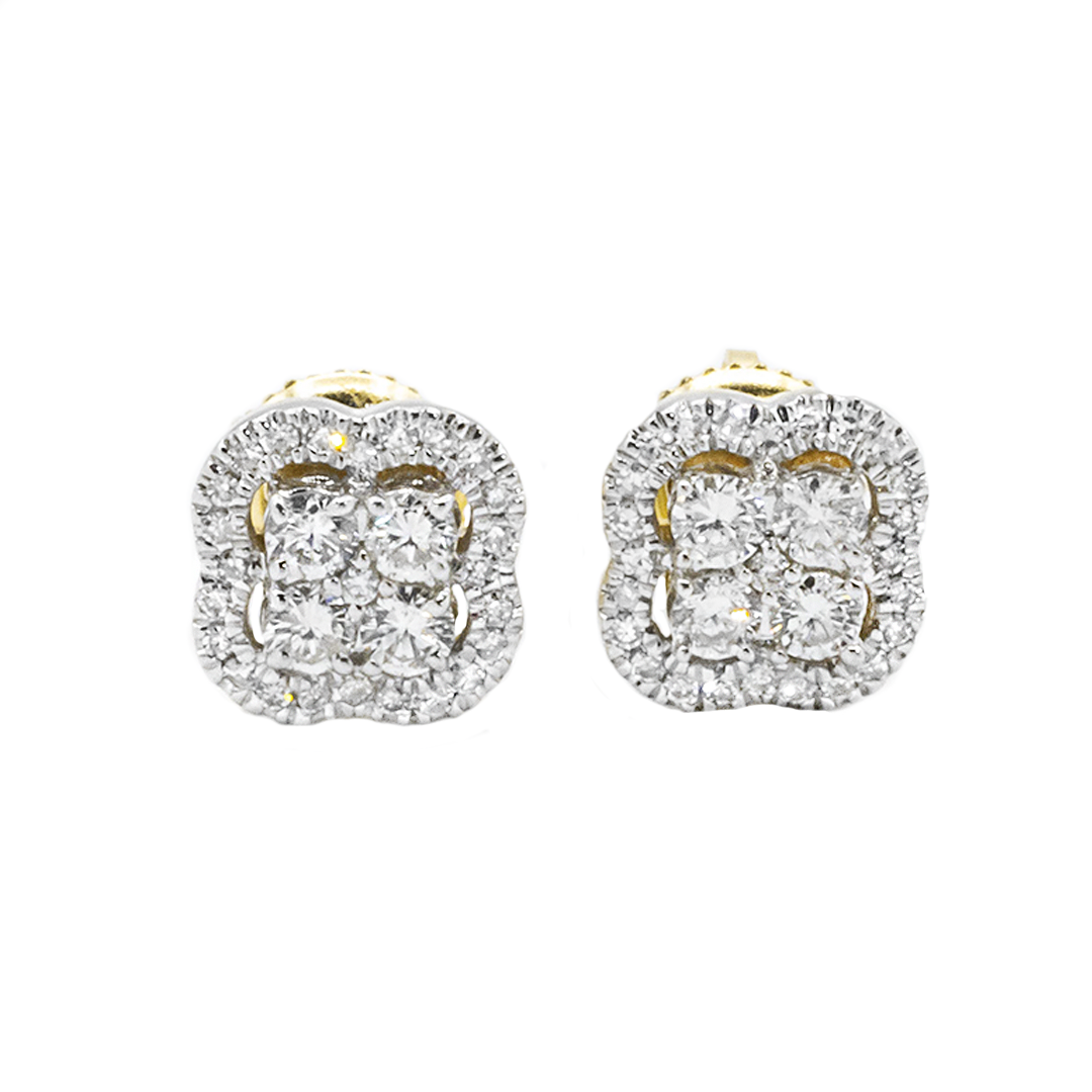 14k yellow gold cluster stud earrings