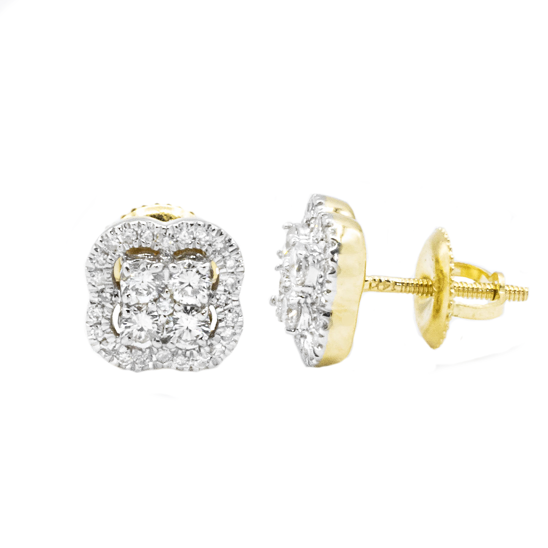 14k yellow gold cluster stud earrings