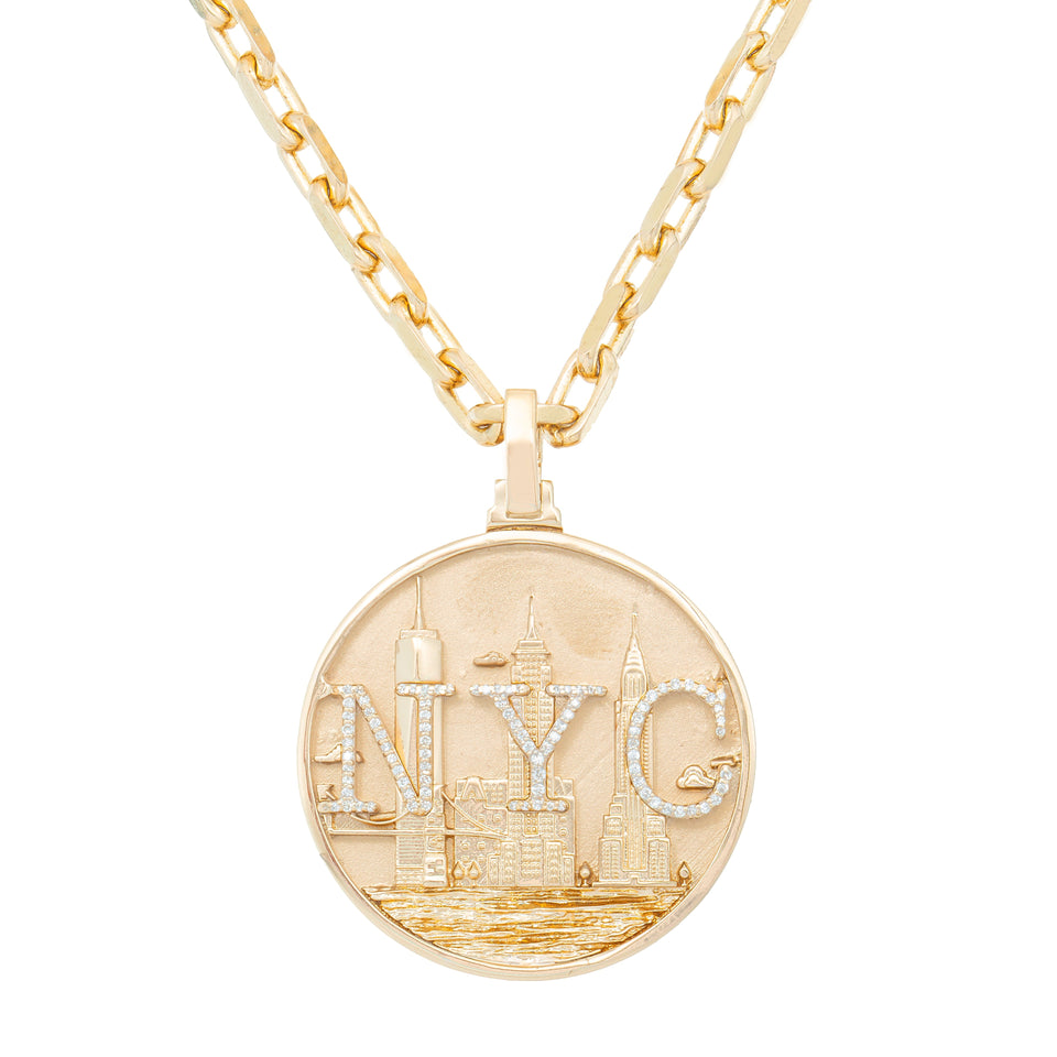 14k Yellow Gold Custom NYC Pendant 28g – Avianne Jewelers