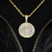 Thumbnail for 14k yellow gold diamond baguette allah pendant