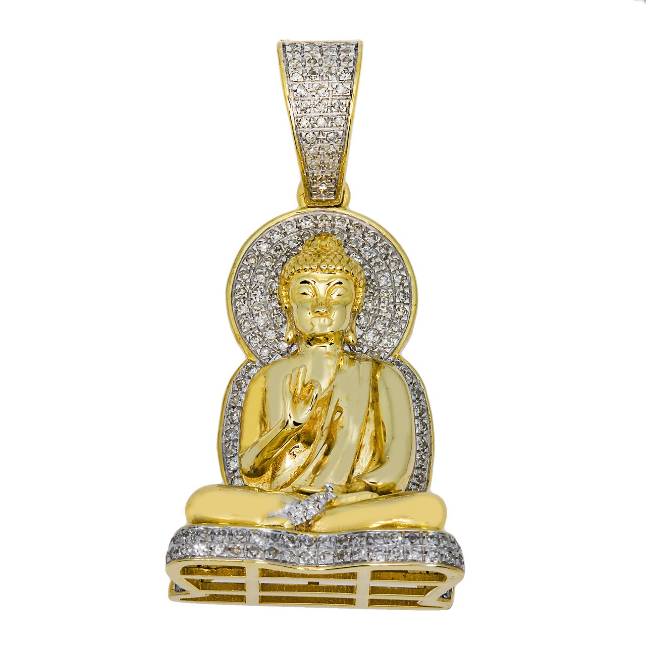 14k yellow gold diamond buddha pendant