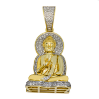 Thumbnail for 14k yellow gold diamond buddha pendant