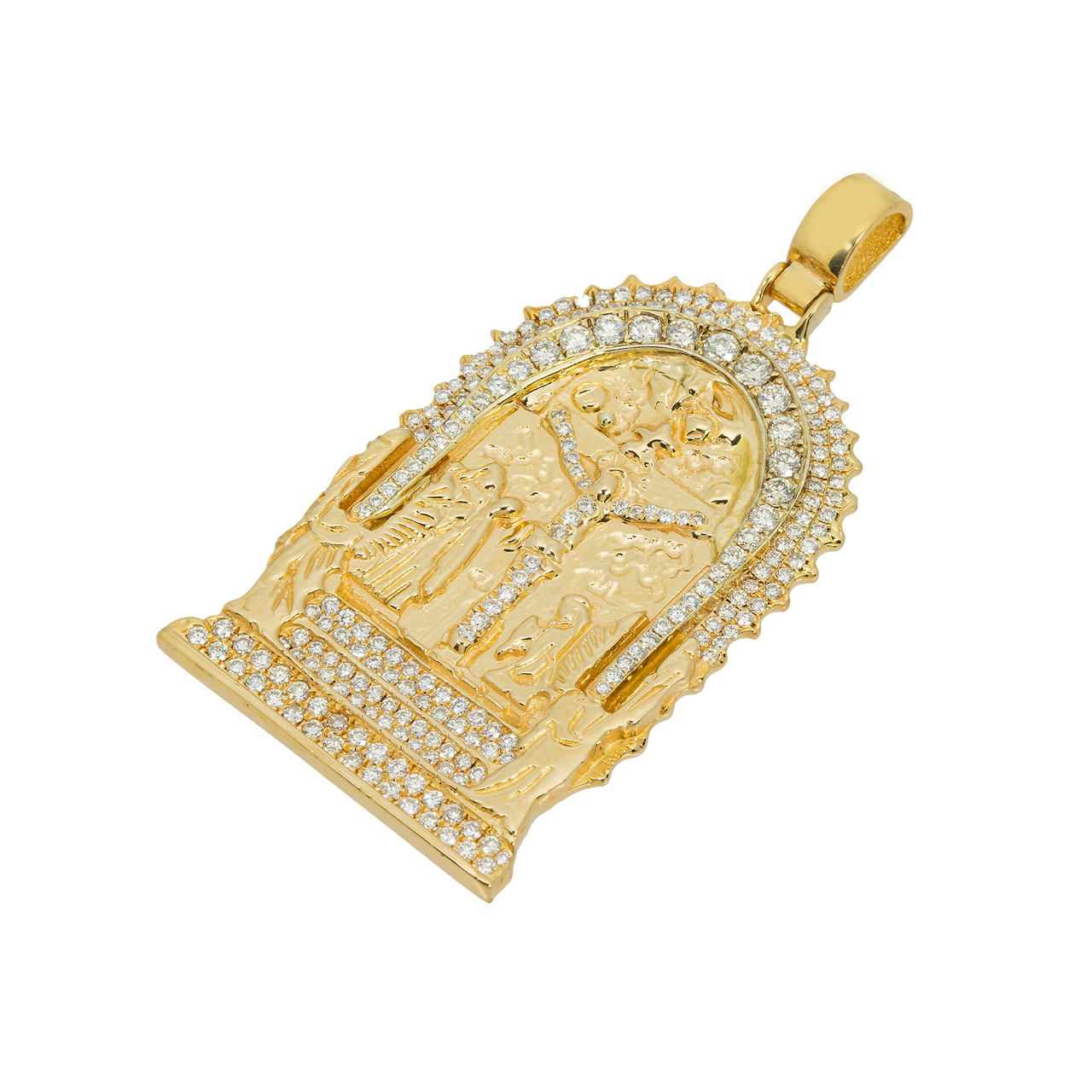 14k yellow gold Diamond Jesus Crucifixion pendant