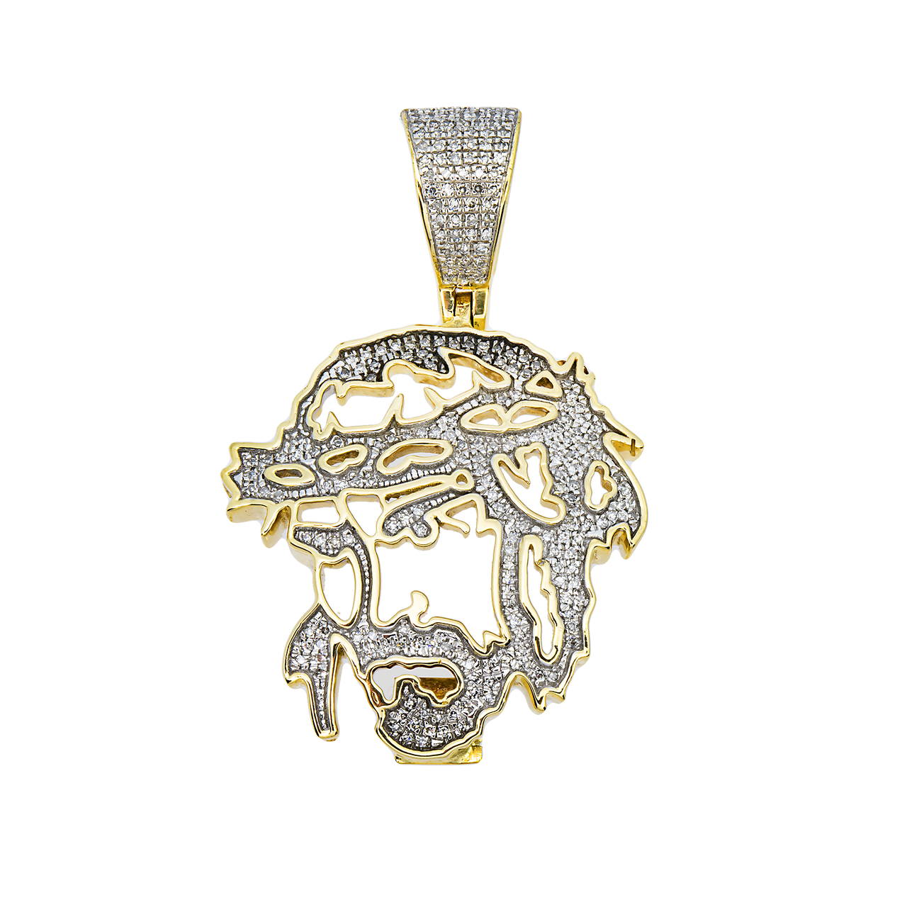 14k Yellow Gold Diamond Jesus Head