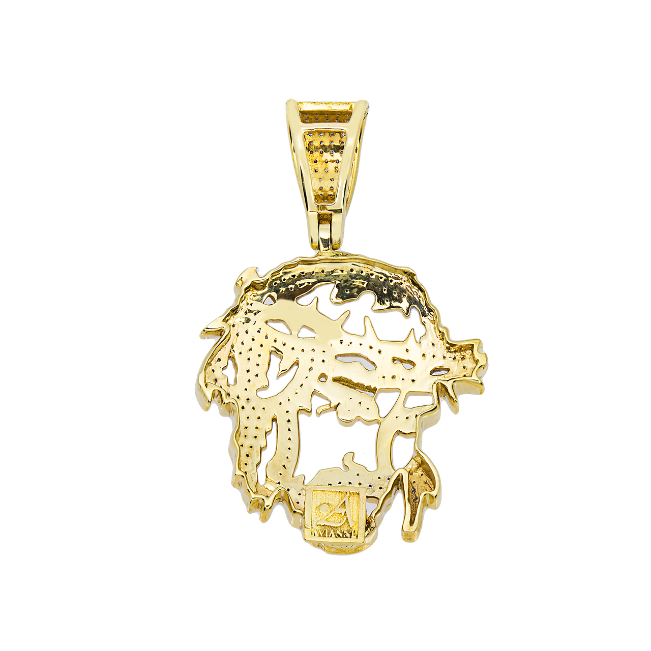 14k Yellow Gold Diamond Jesus Head