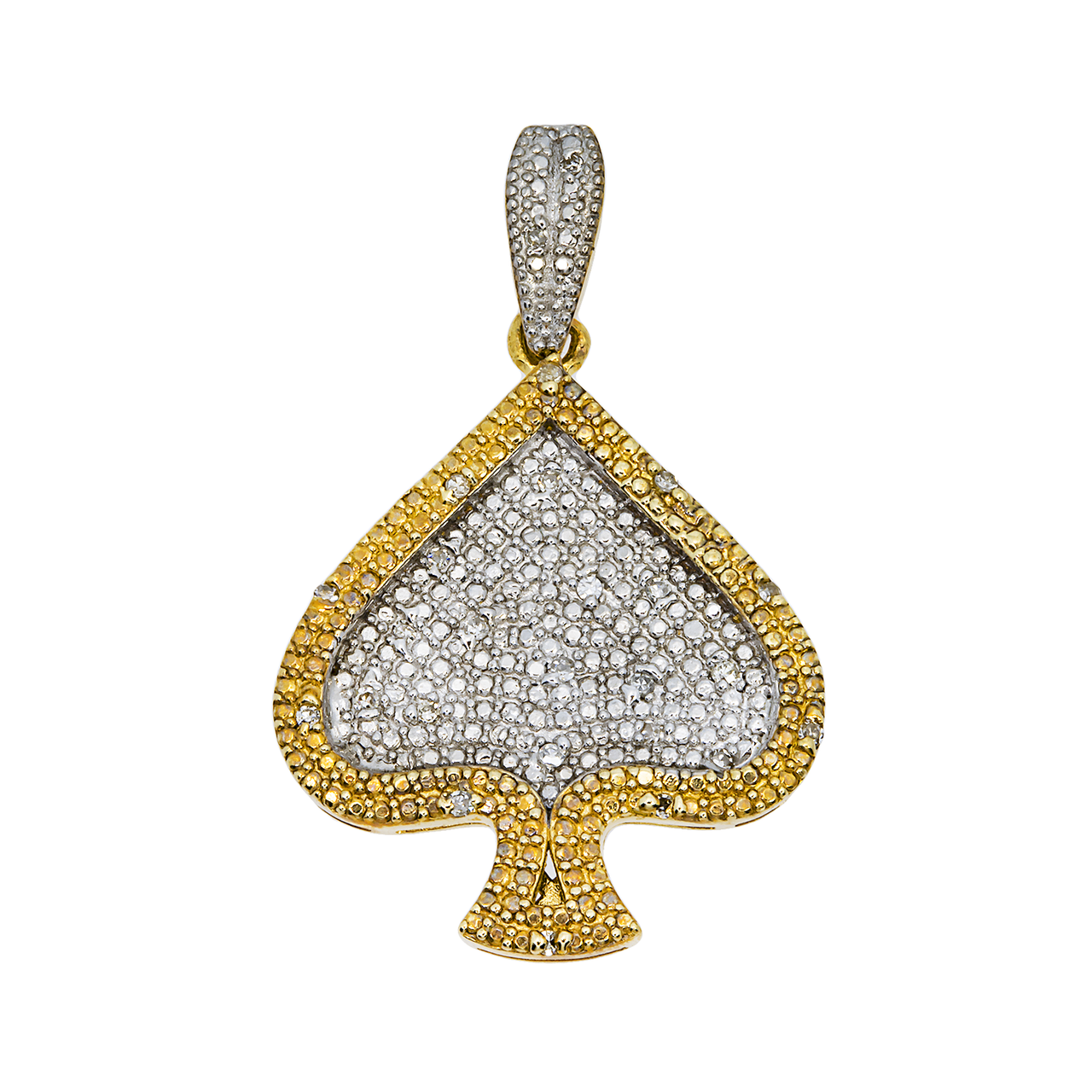 14k yellow gold diamond spade pendant