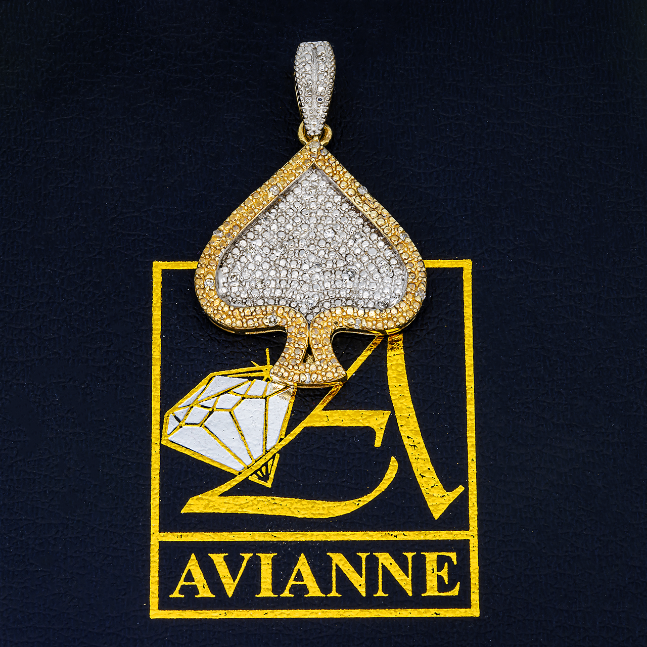 14k yellow gold diamond spade pendant