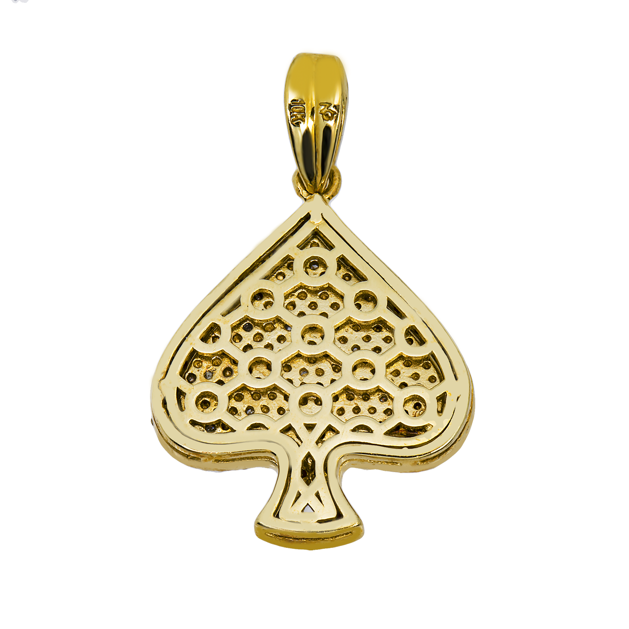 14k yellow gold diamond spade pendant