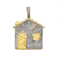 Thumbnail for 14k yellow gold diamond Trap House pendant