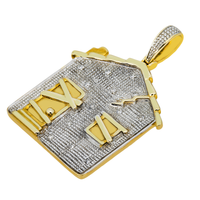 Thumbnail for 14k yellow gold diamond Trap House pendant