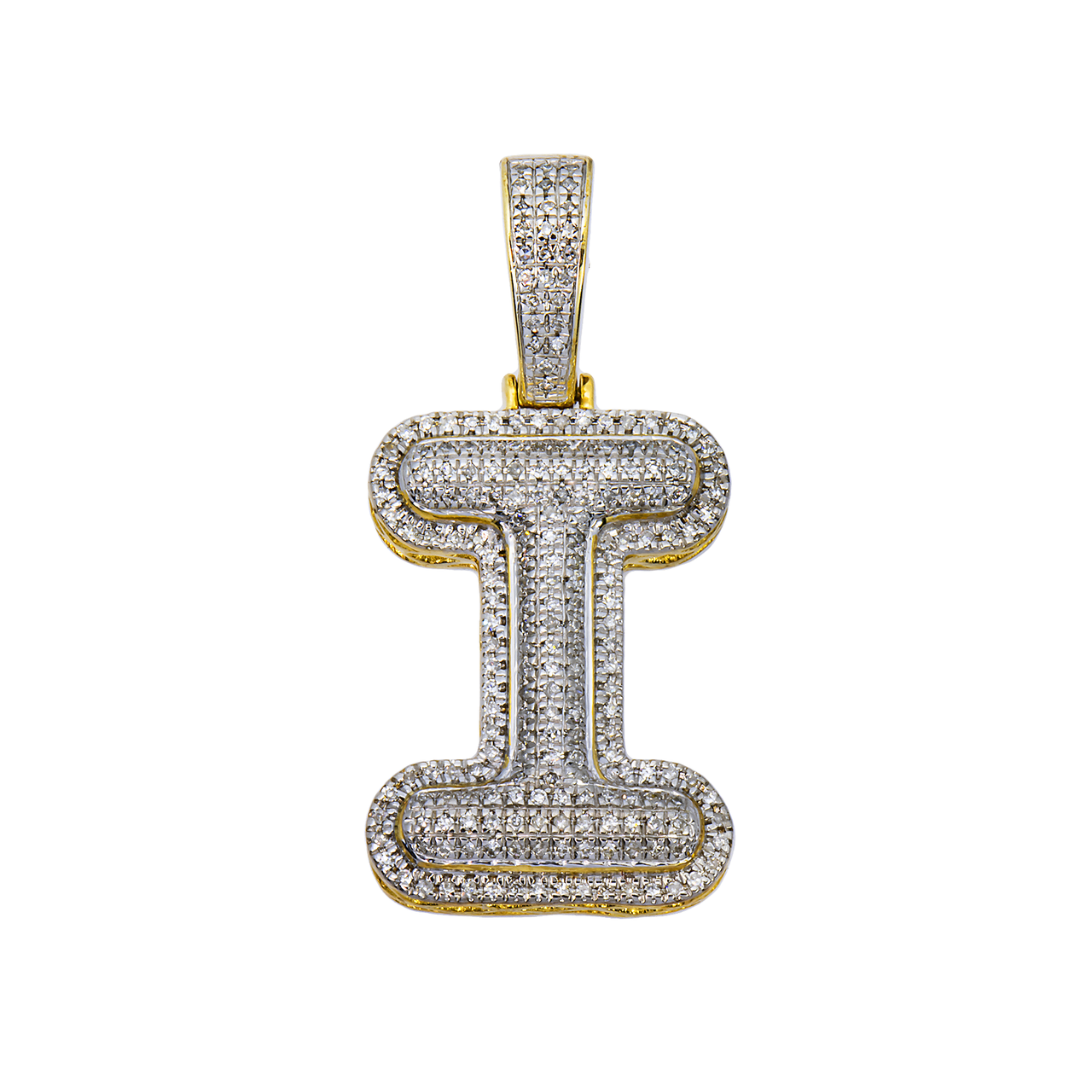 14k yellow gold letter I pendant