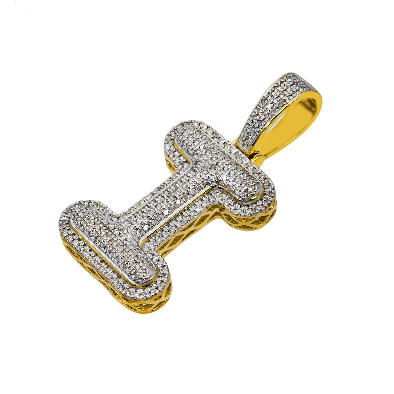 14k yellow gold letter I pendant