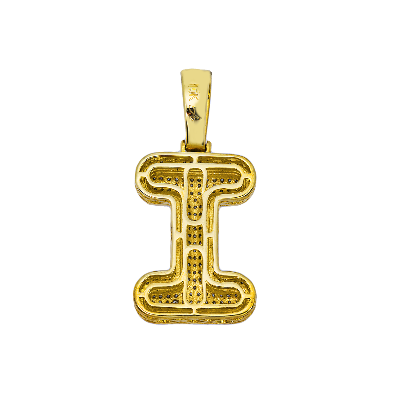 14k yellow gold letter I pendant