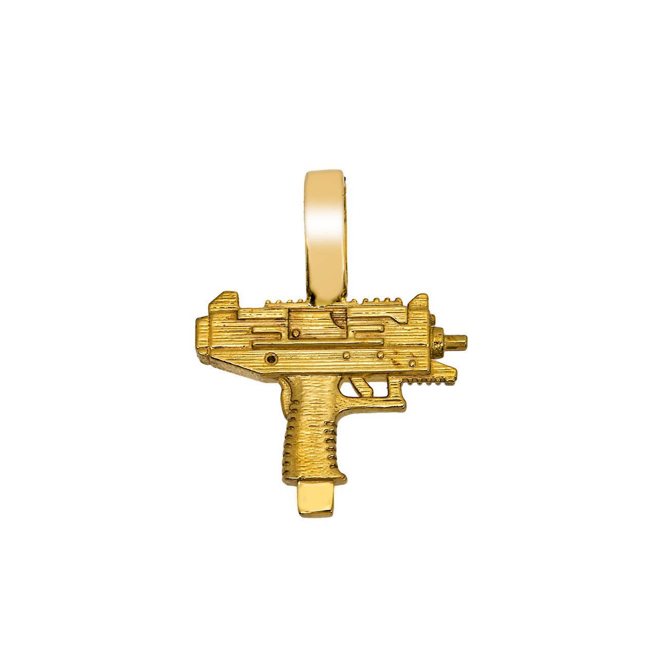 14k yellow gold uzi pendant