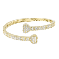 Thumbnail for 14k Yellow Gold Baguette and Round Diamond Heart Bracelet 3.50 ctw