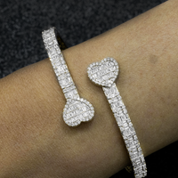 Thumbnail for 14k Yellow Gold Baguette and Round Diamond Heart Bracelet 3.50 ctw