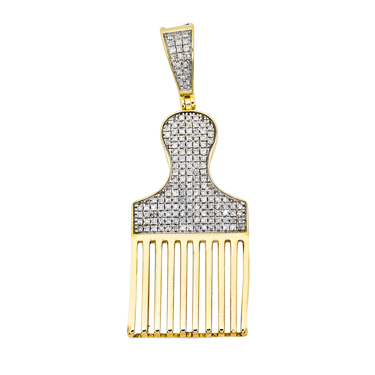 10k Yellow Gold Paintbrush Tassel Pendant 0.50 Ctw