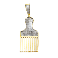 Thumbnail for 10k Yellow Gold Paintbrush Tassel Pendant 0.50 Ctw