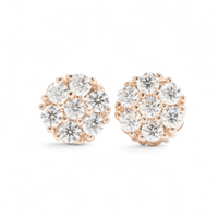 Thumbnail for 14k Rose Gold Lab Diamond Cluster Earrings 1.71 ctw