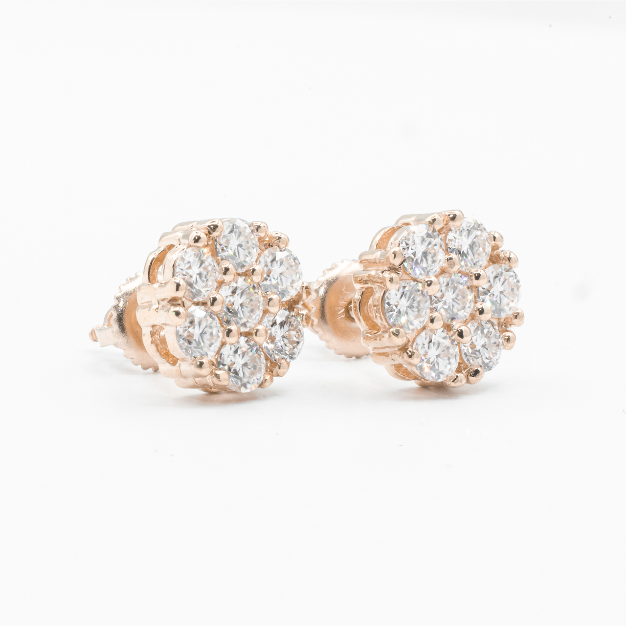 14k Rose Gold Lab Diamond Cluster Earrings 1.71 ctw