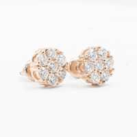 Thumbnail for 14k Rose Gold Lab Diamond Cluster Earrings 1.71 ctw