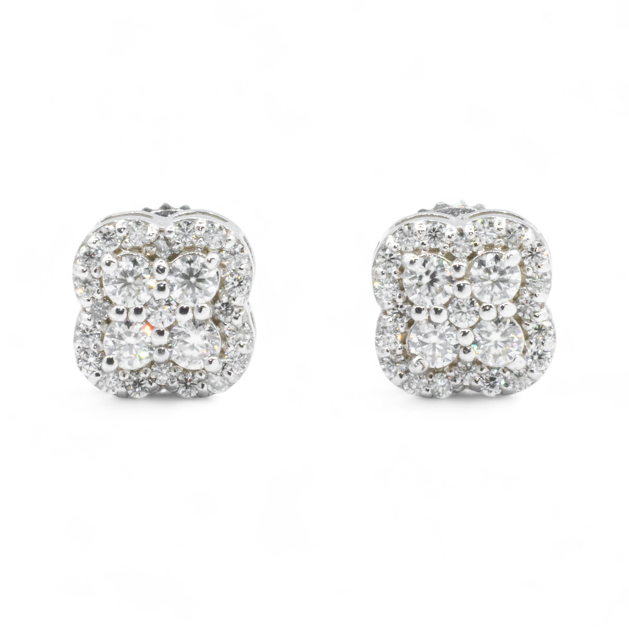 White 14k White Gold Lab Diamond Cluster Earrings 0.49 ctw