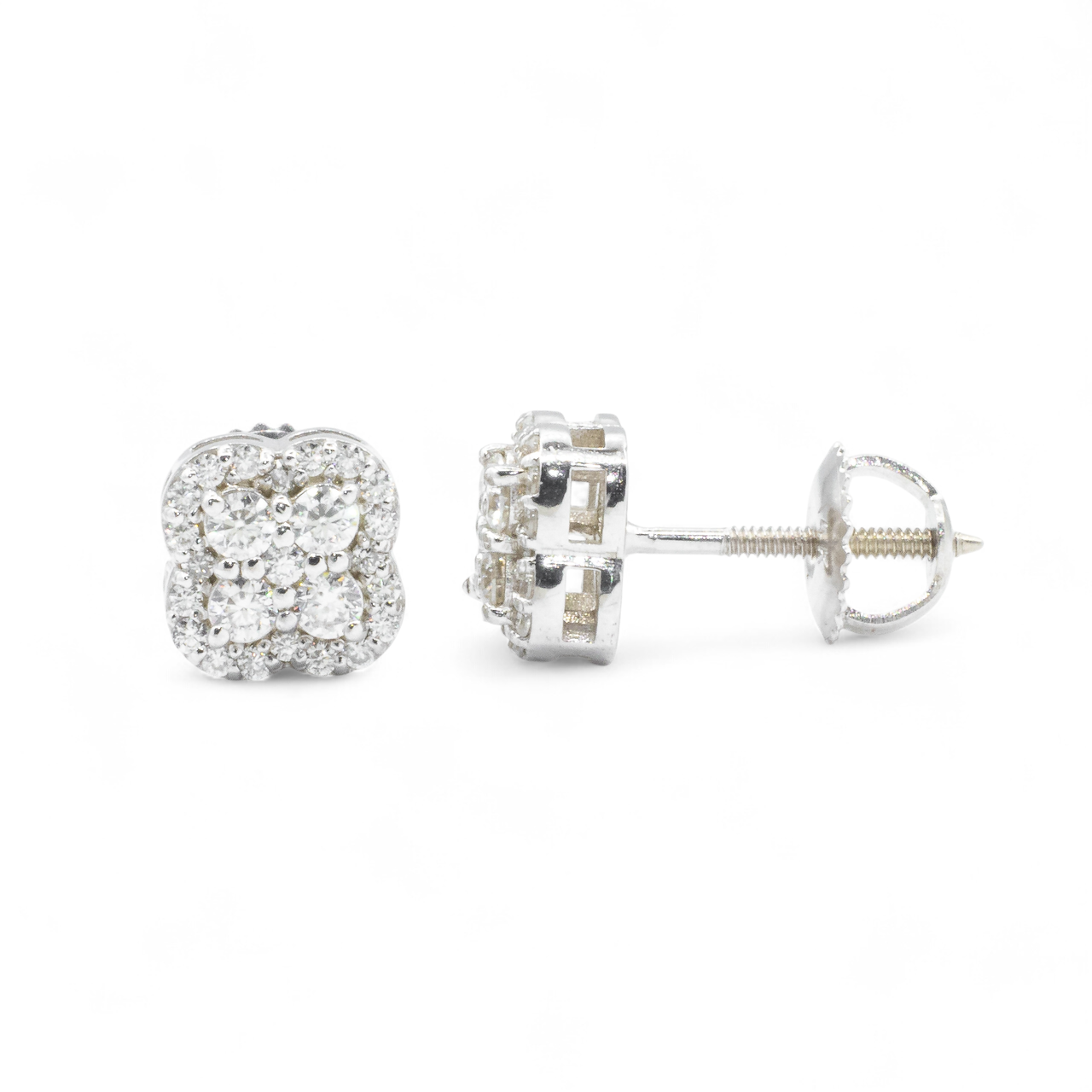 White 14k White Gold Lab Diamond Cluster Earrings 0.49 ctw