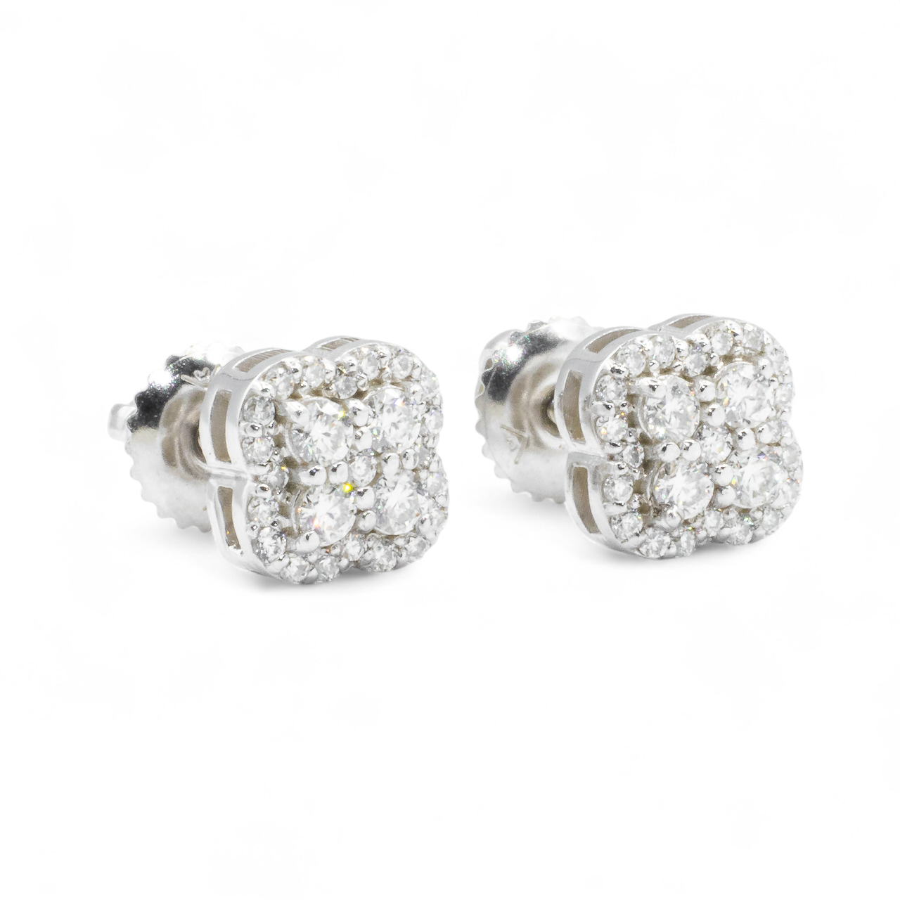 White 14k White Gold Lab Diamond Cluster Earrings 0.49 ctw