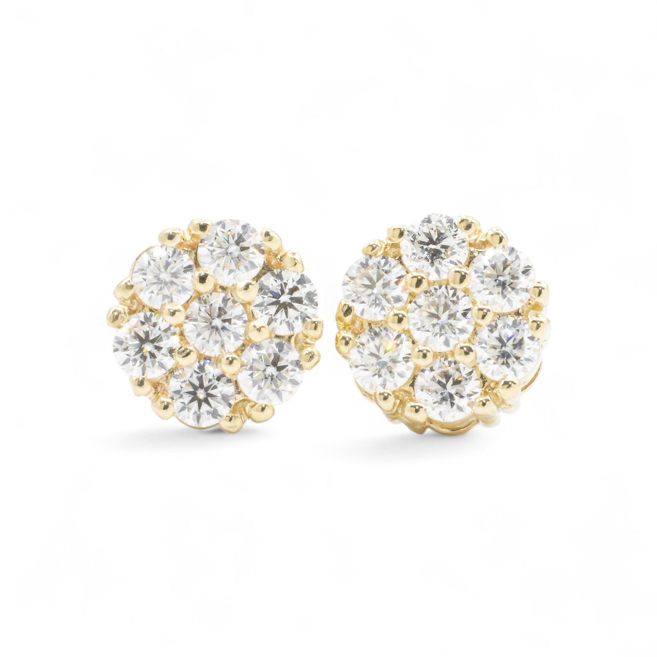 14k Yellow Gold Lab Diamond Cluster Earrings 1.45 ctw