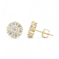 Thumbnail for 14k Yellow Gold Lab Diamond Cluster Earrings 1.45 ctw