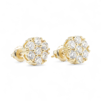 Thumbnail for 14k Yellow Gold Lab Diamond Cluster Earrings 1.45 ctw