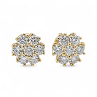 Thumbnail for 14k Yellow Gold Lab Diamond Cluster Earrings 1.67 ctw