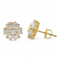 Thumbnail for 14k Yellow Gold Lab Diamond Cluster Earrings 1.67 ctw