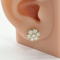 Thumbnail for 14k Yellow Gold Lab Diamond Cluster Earrings 1.67 ctw