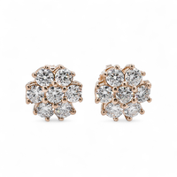 Thumbnail for 14k Yellow Gold Lab Diamond Cluster Earrings 1.67 ctw