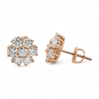 Thumbnail for 14k Yellow Gold Lab Diamond Cluster Earrings 1.67 ctw