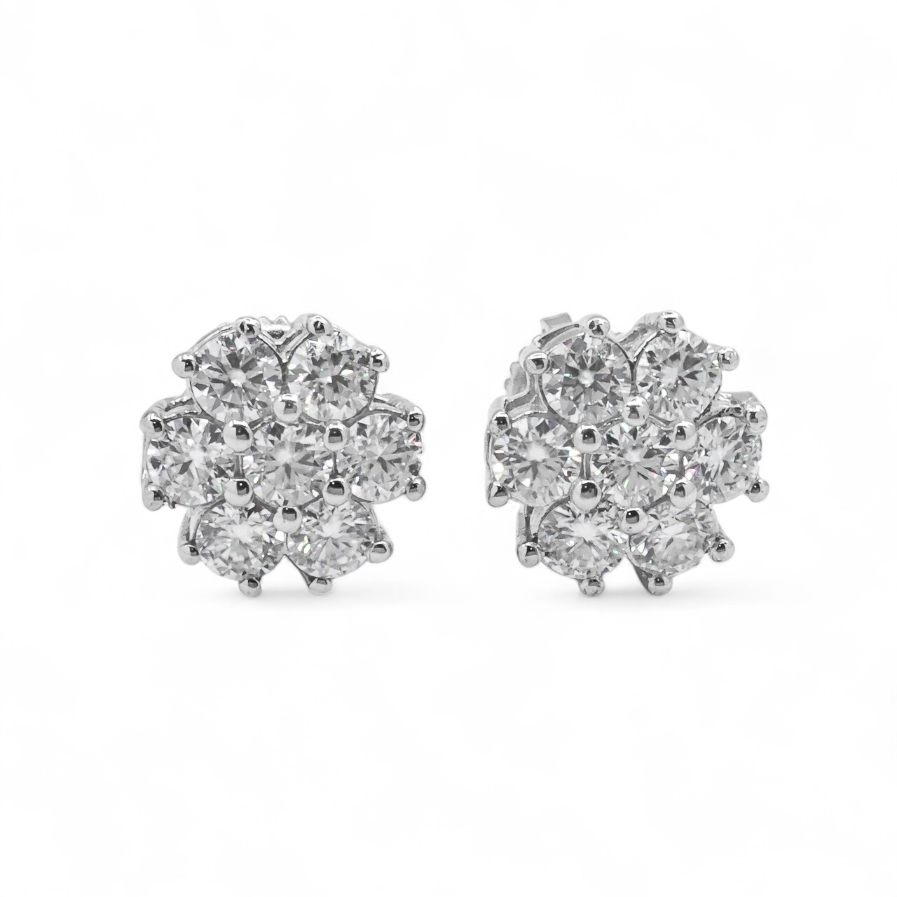 14k Yellow Gold Lab Diamond Cluster Earrings 1.67 ctw